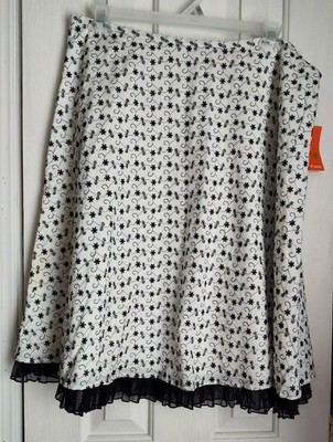 Hearts Of Palm Women's Size 18  Grand Prix Laced Hem Skirt White & Black NWT