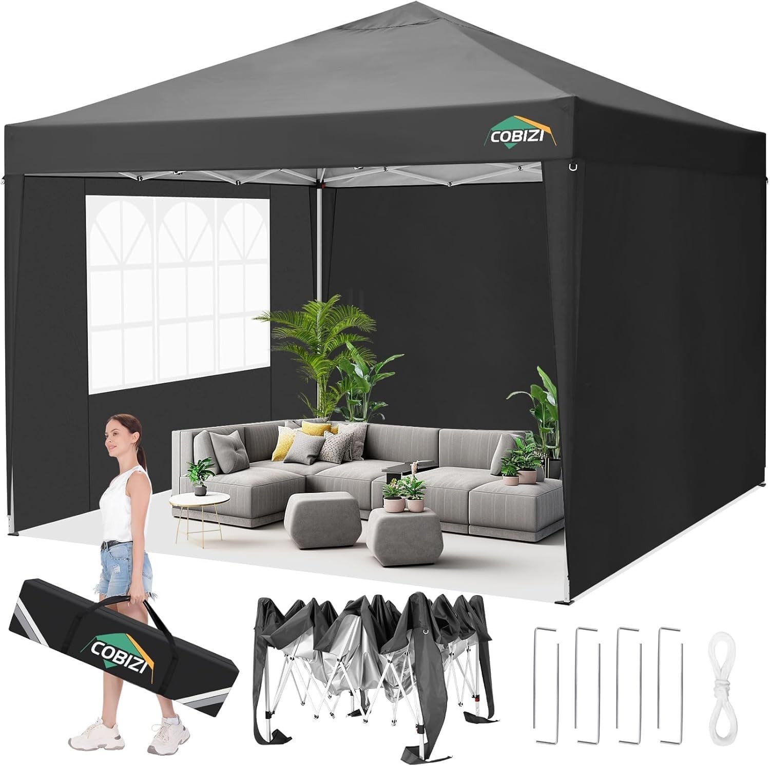 Tent, Waterproof Heavy Duty Gazebo With 4 Sidewalls
