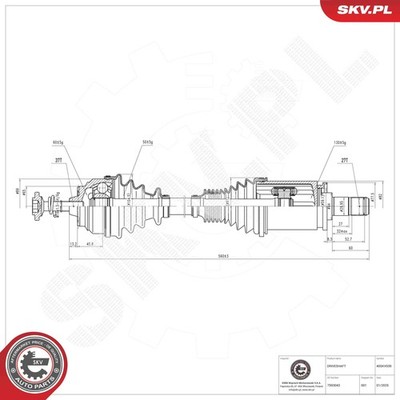 40SKV039 ESEN SKV DRIVESHAFT FOR BMW 31607593043 NEW