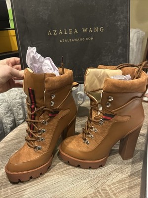 Azalea Wang Camel Boot With Gucci, Colored Strap, Lace Up Brand New In Box