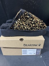 Bearpaw Womens PORTIA Sequin Embellished Slipper Mule BLACK/GOLD Size 10 NWB