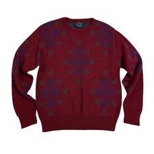 Vintage Mens M Jantzen Red Sweater Made in USA Winter Snowflakes Crew neck