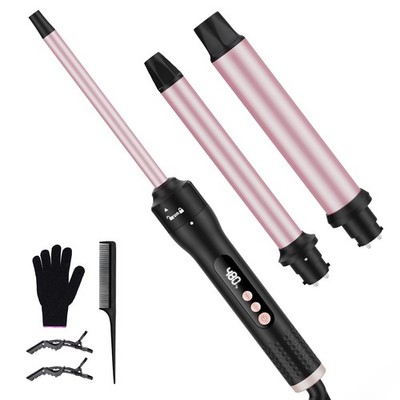 3 in 1 Curling Wand Set, Curling Iron Set with 3 Interchangable Ceramic Curli...