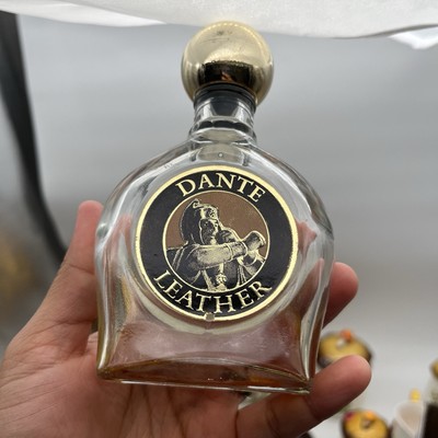 Vintage Dante Leather Cologne 6 fl oz Gold Top Display Empty Bottle