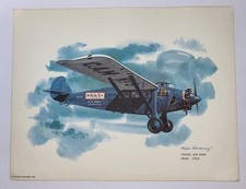 Vintage Nixon Galloway United Airlines Airplane Litho Art Print Travel Air 5000