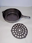 A+ FLAT Early 3 Notch Lodge 8 A 10" x 3" Chicken Fryer/Trivet-Restored-GLASSY