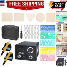 Pyrography Machine Professional Wood Burning Pen Tool Kit Station Set | 200-8...