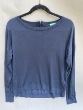United Colors Of Benetton Pullover Zip Back Navy Small