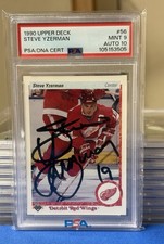 Steve Yzerman 1990 Upper Deck Autograph PSA9 PERFECT 10 Auto Low Pop On Card 