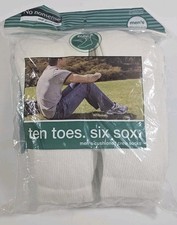 VINTAGE NEW Old Stock NO NONSENSE WHITE COTTON MEN'S Crew Socks 6 PAIRS USA 6-12