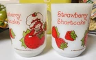 Vintage Strawberry Shortcake Anchor Hocking Milk Glass Mugs Set Of 2 1980 AGC
