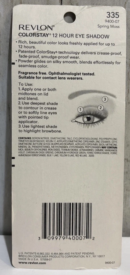 REVLON Colorstay 12 Hour Eye Shadow Quad 335 SPRING MOSS .16 oz 4.8 g NOS - Image 2 of 4