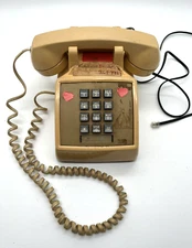 Vintage 80s Teenager Phone - AT&T Bell System 2500DMG Beige Desk Pushbutton Tele