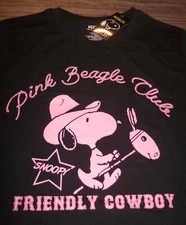 Peanuts SNOOPY Pink Beagle Club Friendly Cowboy T-Shirt MENS LARGE NEW w/ TAG