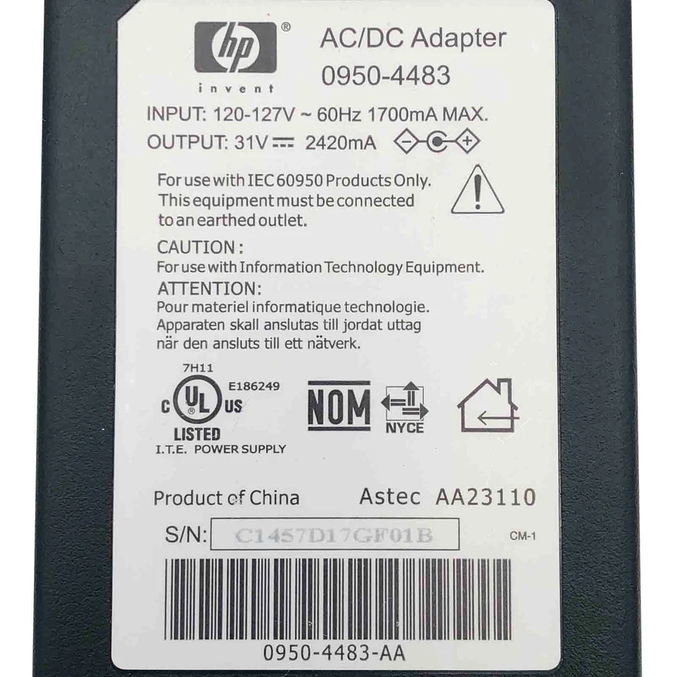 Adaptador AC DC genuino de 31 V HP para impresoras todo en uno OfficeJet serie 7200 OEM Foto 2 de 4