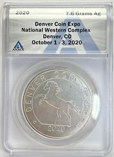 2020 Daniel Carr Denver Coin Expo Silver $5 token Rotated Die Double Struck RARE