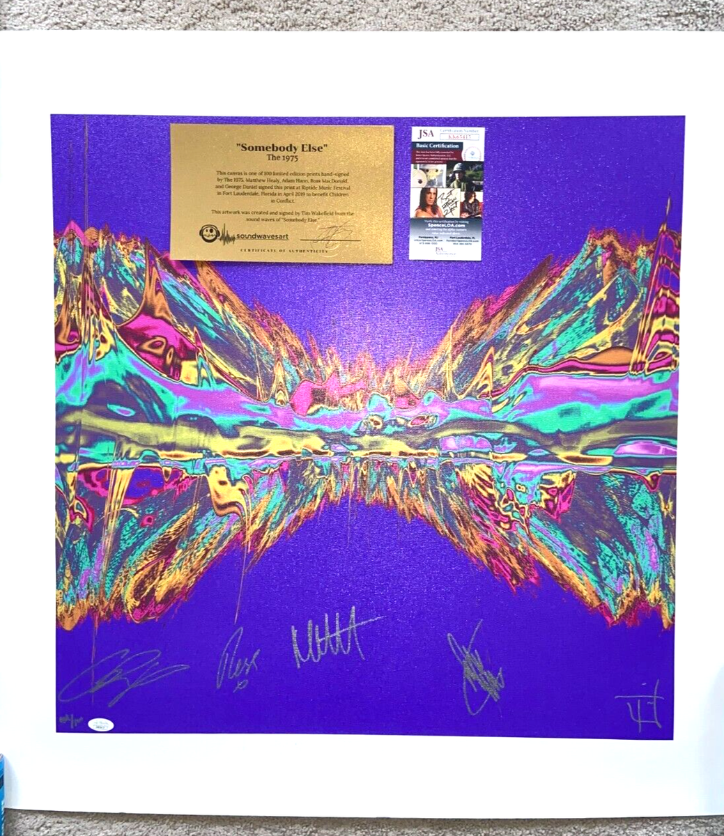 THE 1975 BAND SIGNED 27x27 ART PRINT CANVAS SOMEBODY ELSE /100