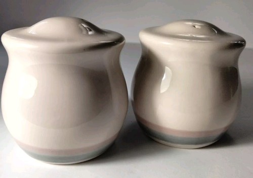 Vintage Pfaltzgraff Aura Pink And Blue Line Sunrise Salt & Pepper Shakers... - Picture 5 of 6