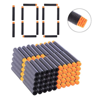 100 Stck. Schwarz Weich EVA Spielzeugpistole Kugeln 7,2 cm * 1,3 cm Nachfüll Darts für Nerf Serie B