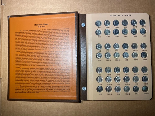 1946-2017 10c Roosevelt Dime - BU & PROOF Set - Dansco 8125 Album - 229 Coin