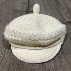 Vintage 70s Women White Knit Hat Boho Hippie Winter Snow Crochet Hat — photo 2
