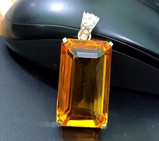 Certified 118.60 Ct Natural Yellow Topaz 925 Solid Silver Pendant Loose Gemstone