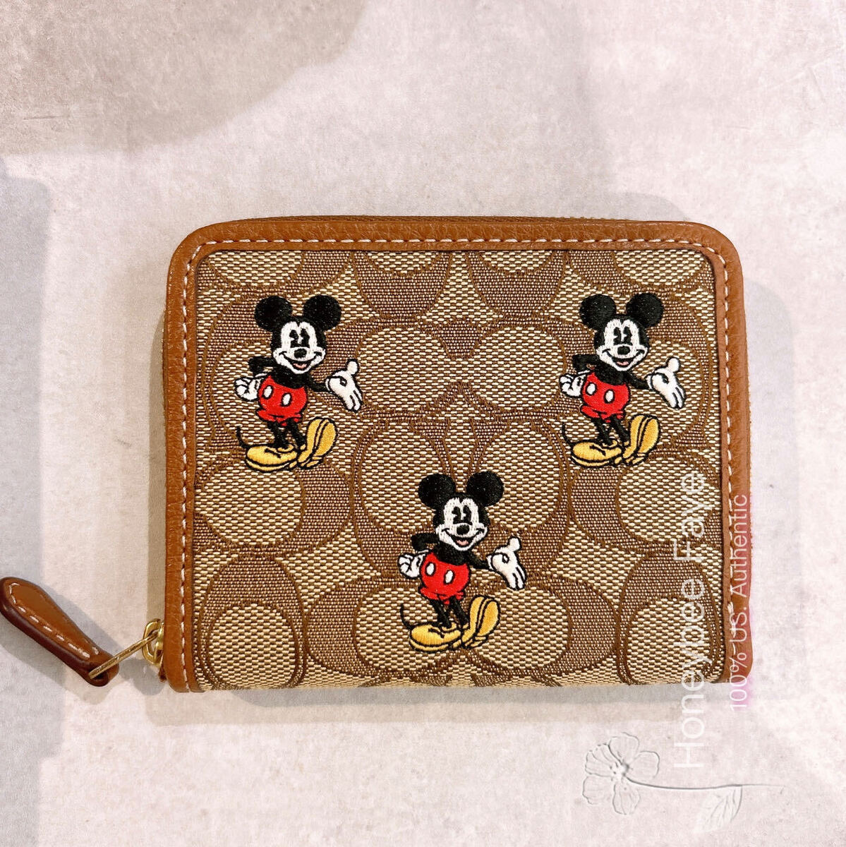 NWT Disney X Coach Small Zip Around Wallet With Holiday/Mickey