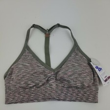 Justice Oh So Soft Pink and Olive Racer Back Sports Bra Removable Pads Size 30