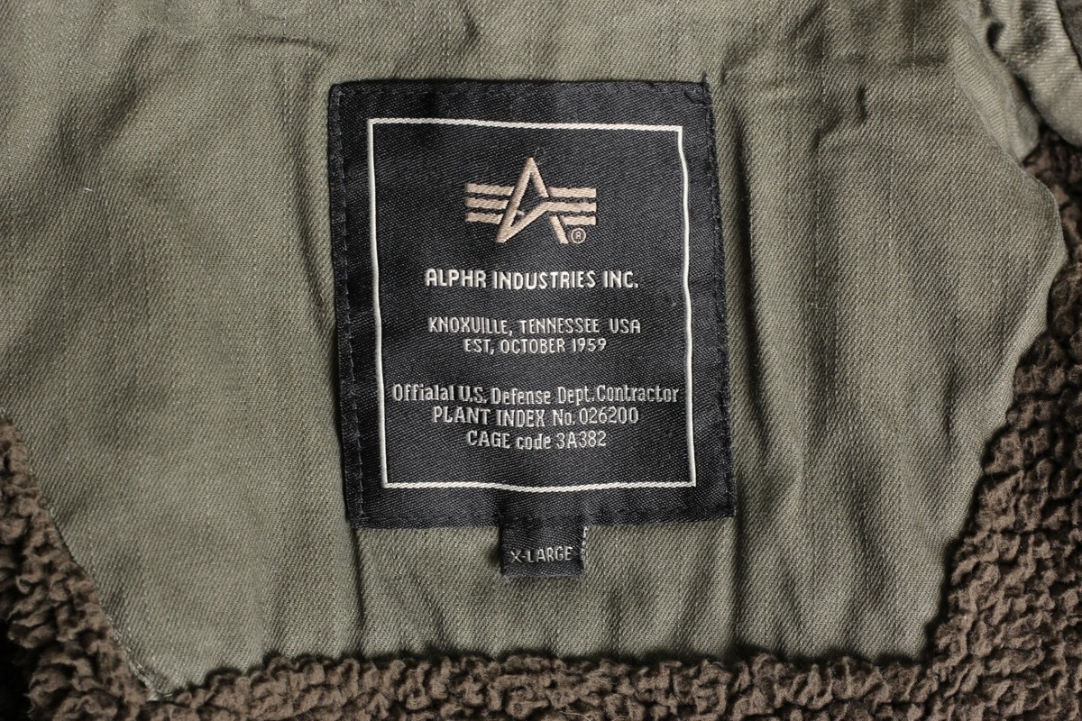 Veste Militaire Alpha Industries Homme Taille XL - Sherpa, Couleur Olive, Occasion Très Bon état