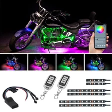 LEDGlow 6pc Bluetooth Million Color LED Motorcycle Light Kit w Smartphone App