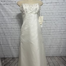 Vintage Jim Helm Couture Strapless Beaded Bodice Wedding Dress Size 10 Ivory