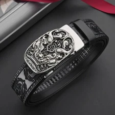 New Genuine Leather Men's Belt Automatic Buckle Waist Strap for Jeans Waistband