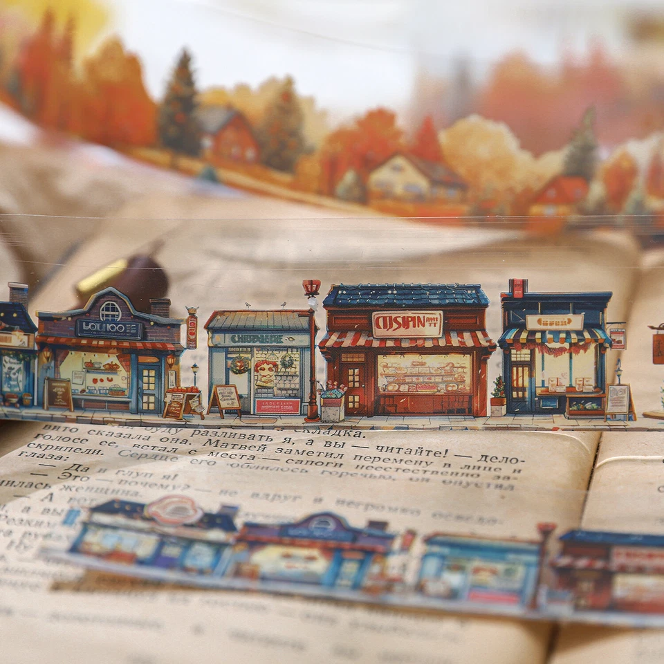 1 Rollo Casa Paisaje PET Cinta Adhesiva Diario Álbum Álbum Álbum de Recortes Collage Artesanías Foto 4 de 4