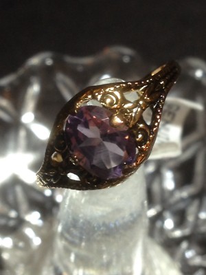 Gold Plated Ring Size 9 Lavender Genuine Gemstone Seta USA
