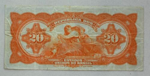 Brasilien 1942 20 Milreis Cruzeiro Aufwertung mit militärischer Signatur FVF RC0410 Kombi - Bild 2 von 2