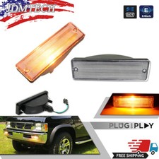 Pair Clear Signal Bumper Lights For 88-97 Nissan D21 Hardbody 88-95 Pathfinder