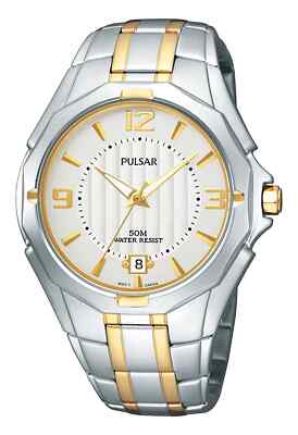 Pulsar PXH822 Men's Silver-Tone Dial Two-Tone Bracelet Stainless Steel Watch