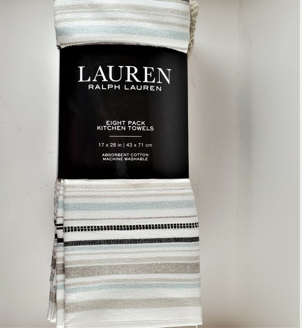 LAUREN RALPH LAUREN 8 Pack Kitchen Towels 17 In x 28 In 100 Cotton NEW