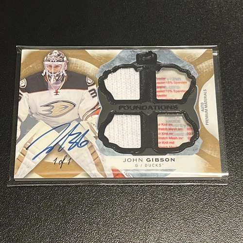 2016-17 UPPER DECK THE CUP JOHN GIBSON FOUNDATIONS QUAD PATCH AUTO BLACK 1/1