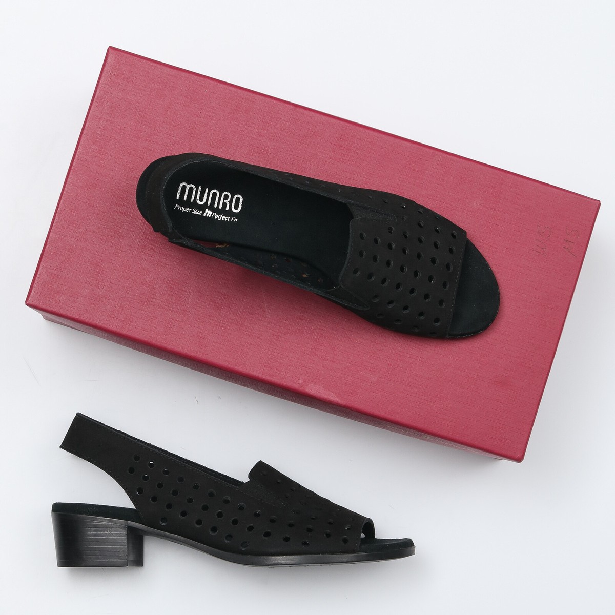 Munro Mickee Black Suede Slingback Heels Size 8 N eBay