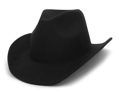 Wool Cowboy Cowgirl Hat for Men Women Classic Roll Up Brim Fedora Western  Black