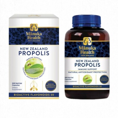 [Manuka Health] Premium New Zealand Propolis BIO30 500 Capsules New Packaging