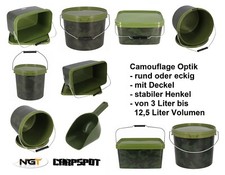 Secchio Alimentazione Angeleimer Set Con Coperchio Woodland Mimetico Boilies NGT