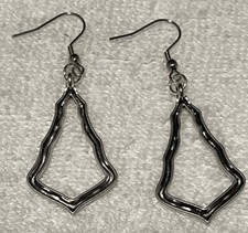 Teardrop Silver Charm Earrings w/Stainless Steel Earwires NEW Handmade
