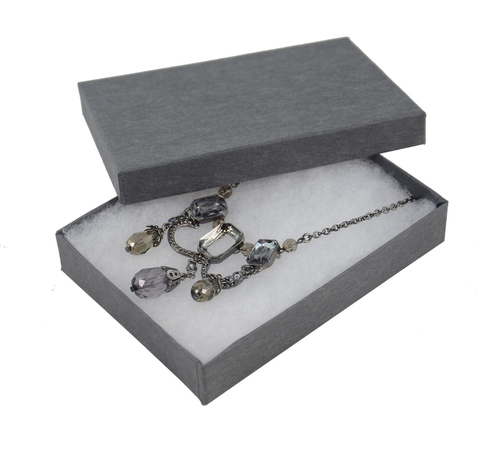 Matt Grey Cardboard Box Jewellery Large Necklace Pendant Choker Chain