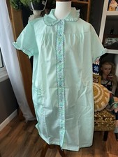 Vintage Pastel Snap Button Up Baby Doll Nightgown Pajamas