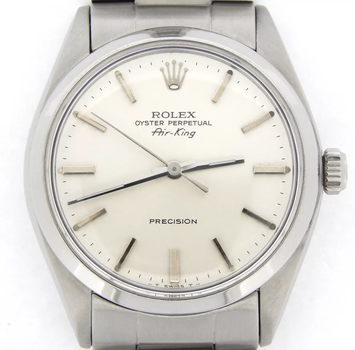 Rolex Air King Precision Men Stainless Steel Watch Silver Stick