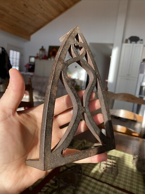 #ad 19th C 1800’s Primitive Scroll Cast Iron Fireplace Hearth Sad Flat Trivet Stand $139.00