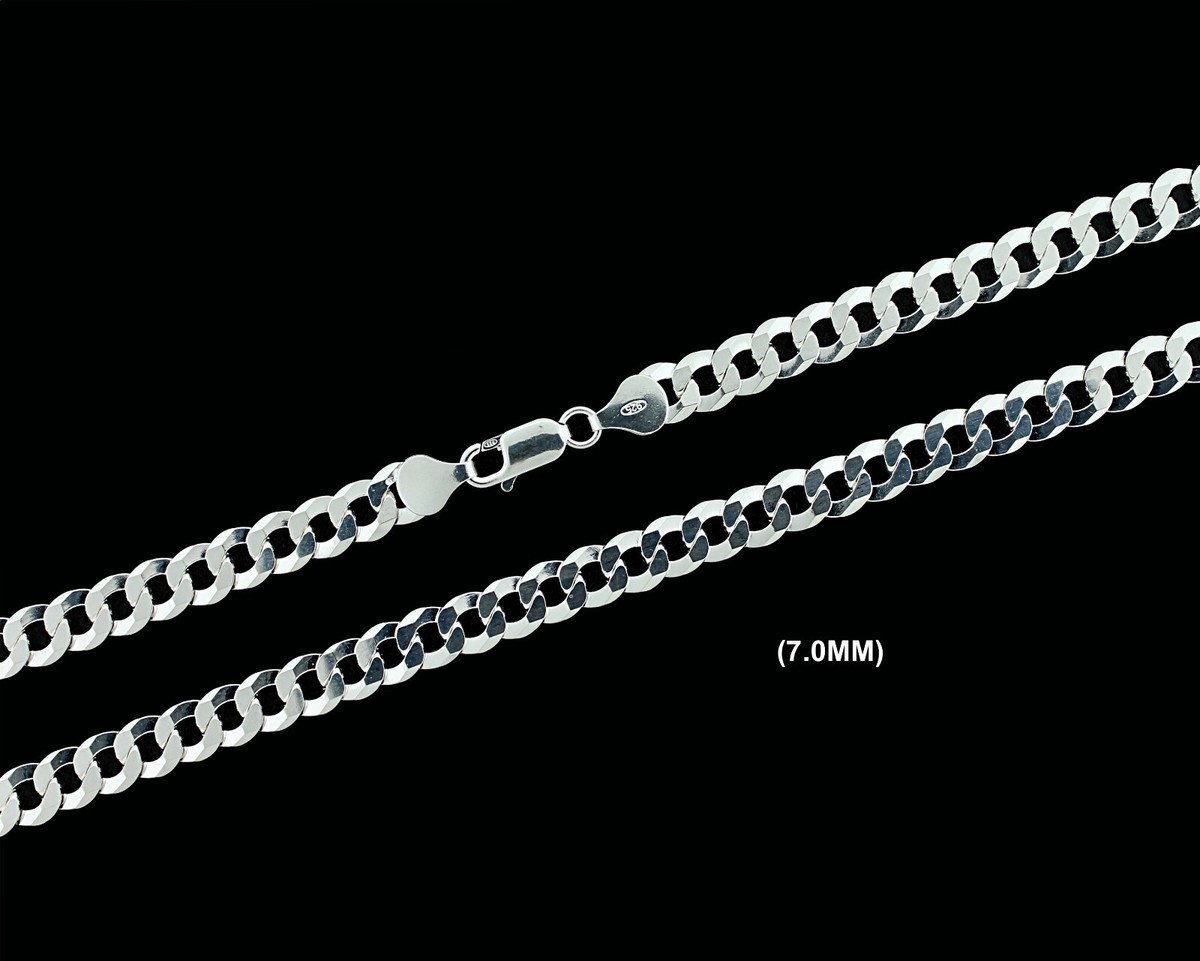 Treasure Bay 9.2mm Solid 925 Silver Curb Chain for Men Available in 50cm 52cm 55cm and 60cm Mens Silver Chain, 22, Silver, No Gemstone