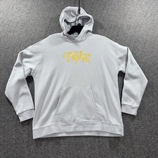 Nike Hoodie Junior Girls Size XLGrey Gold Swoosh Logo Pullover Sweatshirt